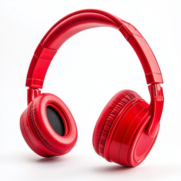 red-headphone-isolated-white-background